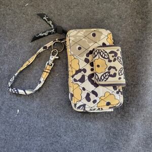 Vera Bradley Canvas Go Wild Colorblock Yellow Floral And Wristlet.
